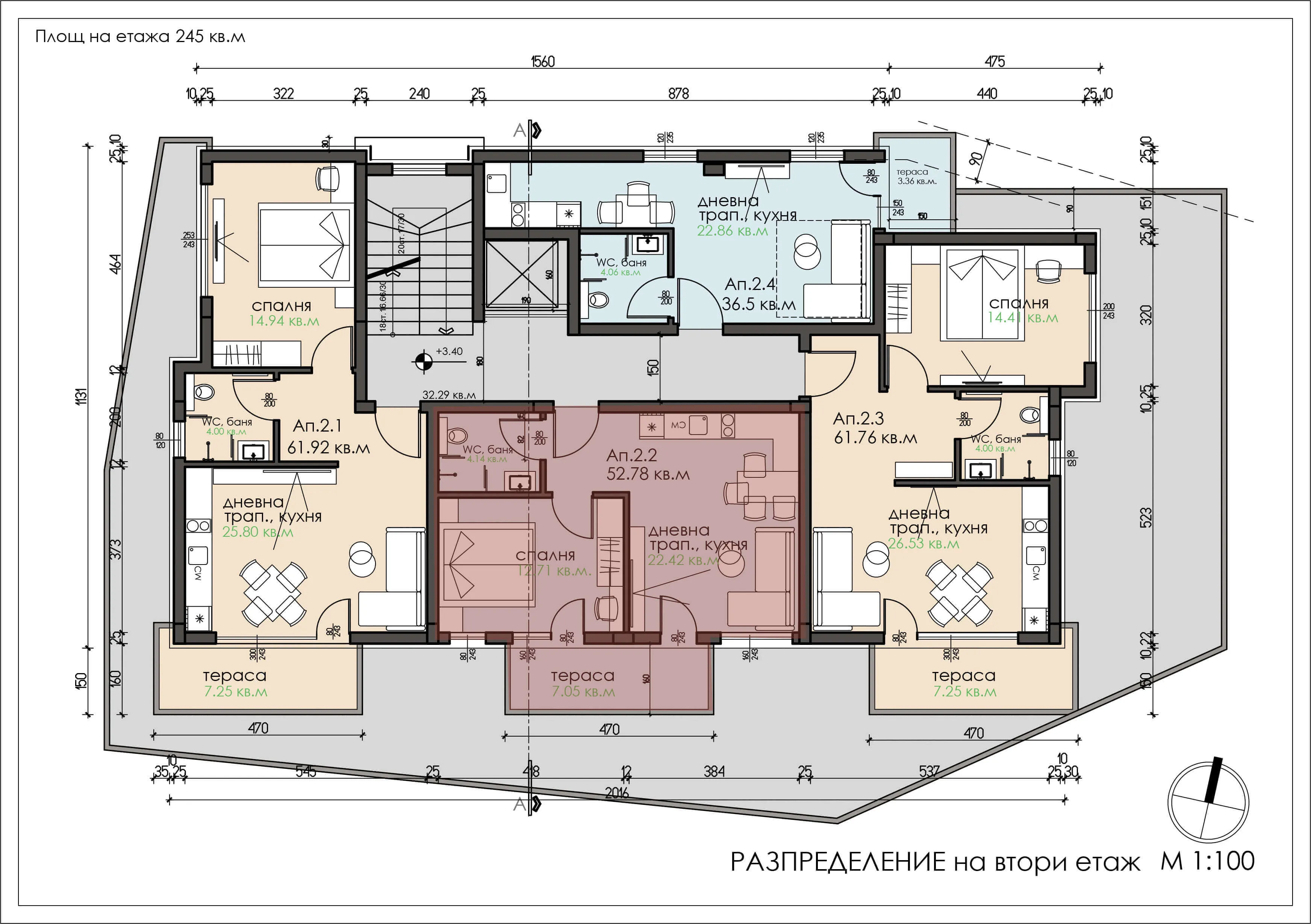 Втори етаж — архитектурна схема
