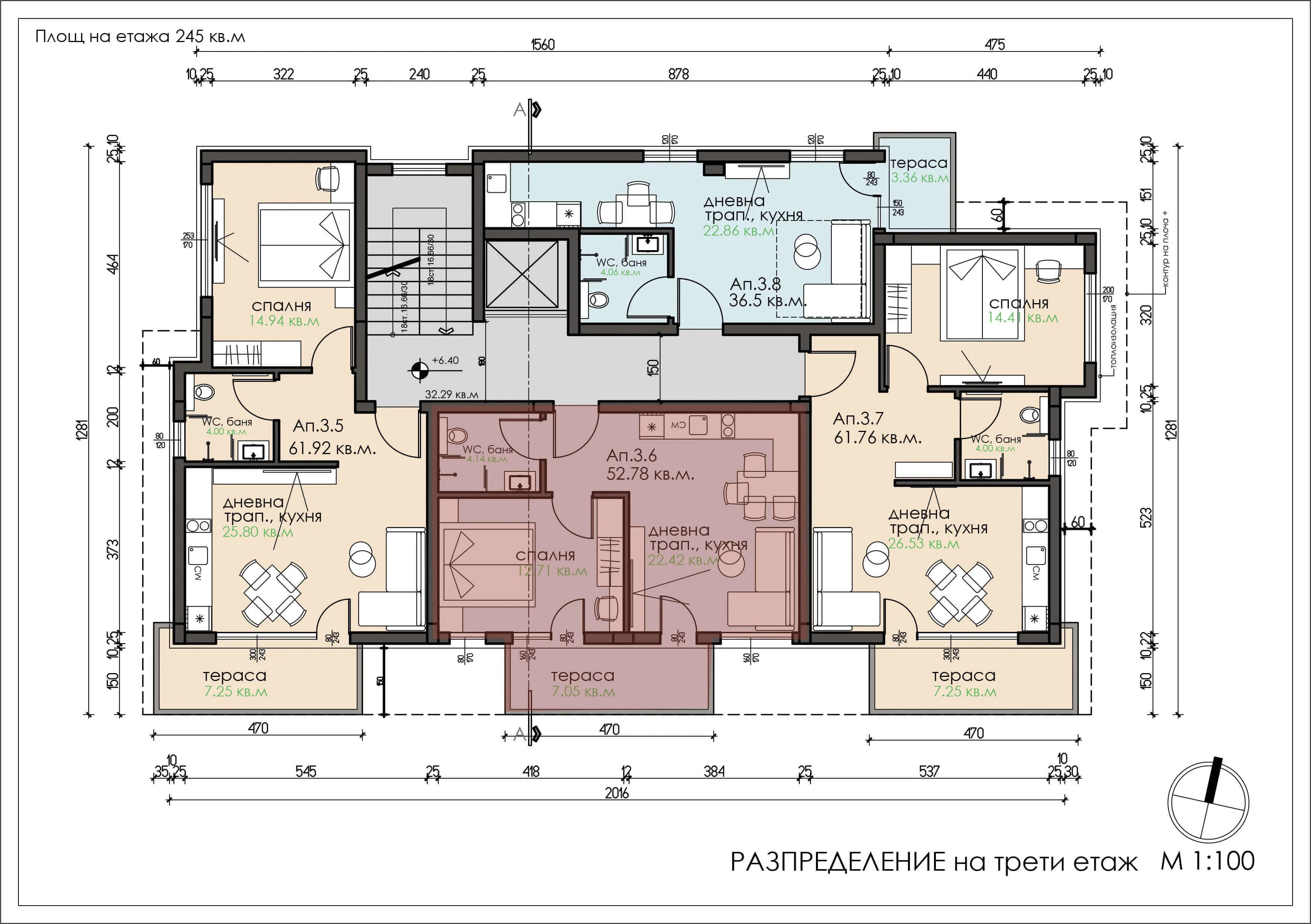Трети етаж — архитектурна схема